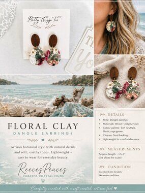 Floral Clay Earrings 🌸 Artisan Botanical Style